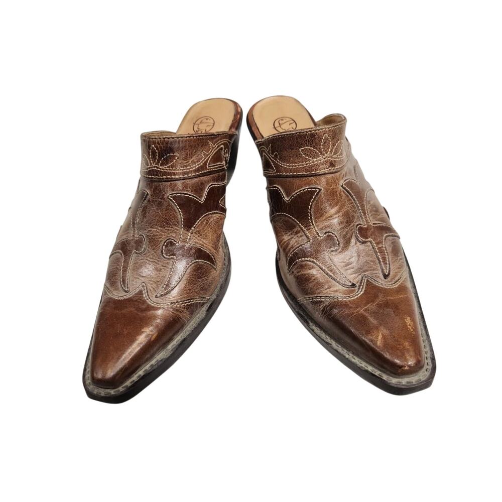 Durango Women's Brown Leather Western Mules Size 8.5B